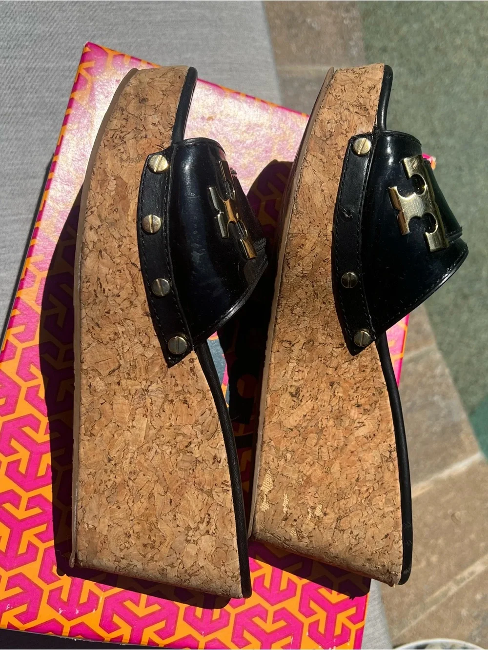 Tory Burch Pamela Patent Wedge Sandal Size 9